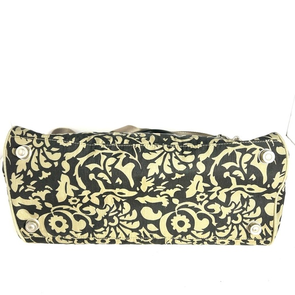 Baggallini Travel Tote Bag Detachable Wristlet Set Nylon Tan Black Floral Swirl - Picture 6 of 16